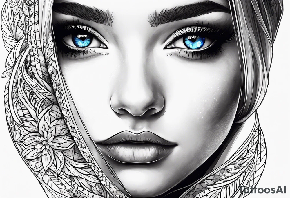 A girl with blue eyes tattoo idea