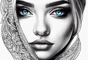 A girl with blue eyes tattoo idea