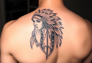Female indian with wolf headress praying hands 100dollar bills tattoo idea