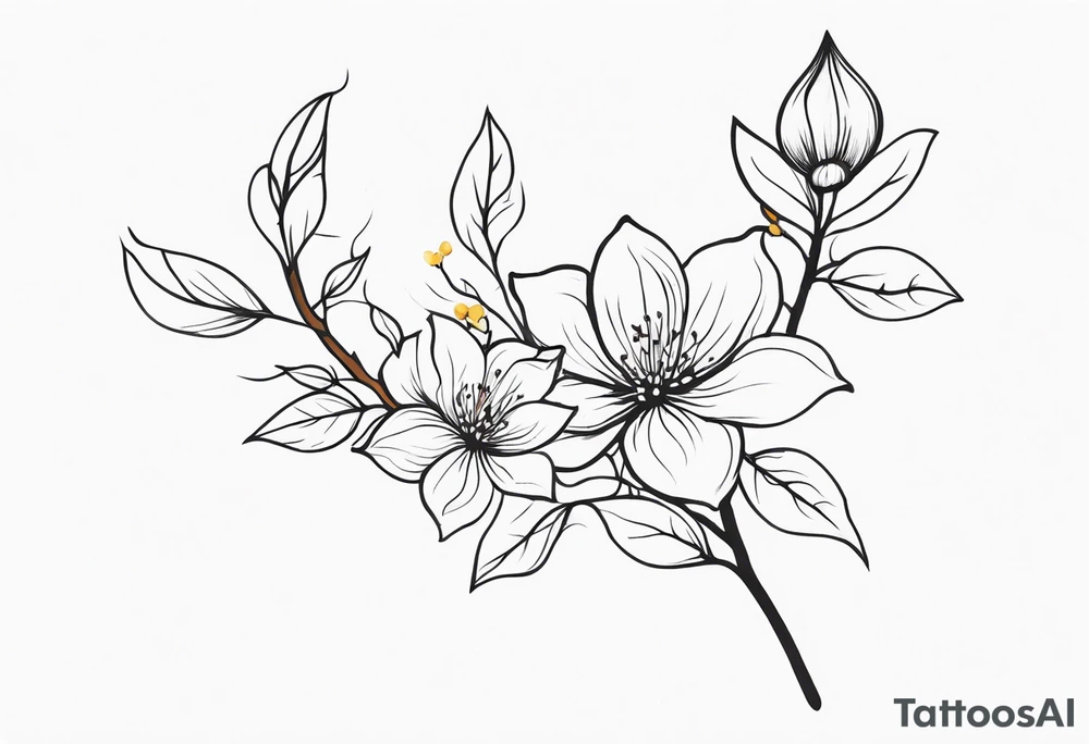 soft spiritual flower branch tattoo idea