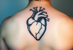 woodcut realistic heart tattoo tattoo idea
