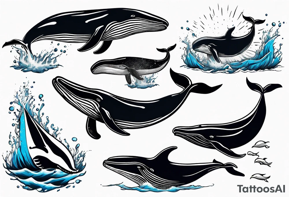 Whale with water splash tattoo idea