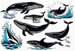 Whale with water splash tattoo idea