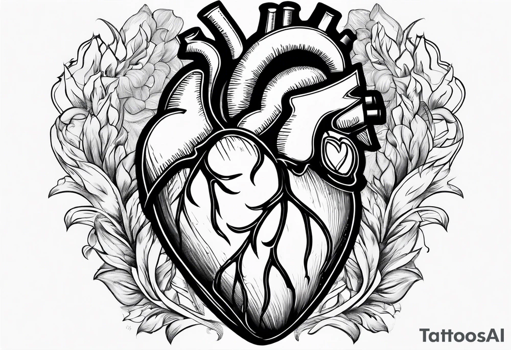 real heart on fire tattoo idea