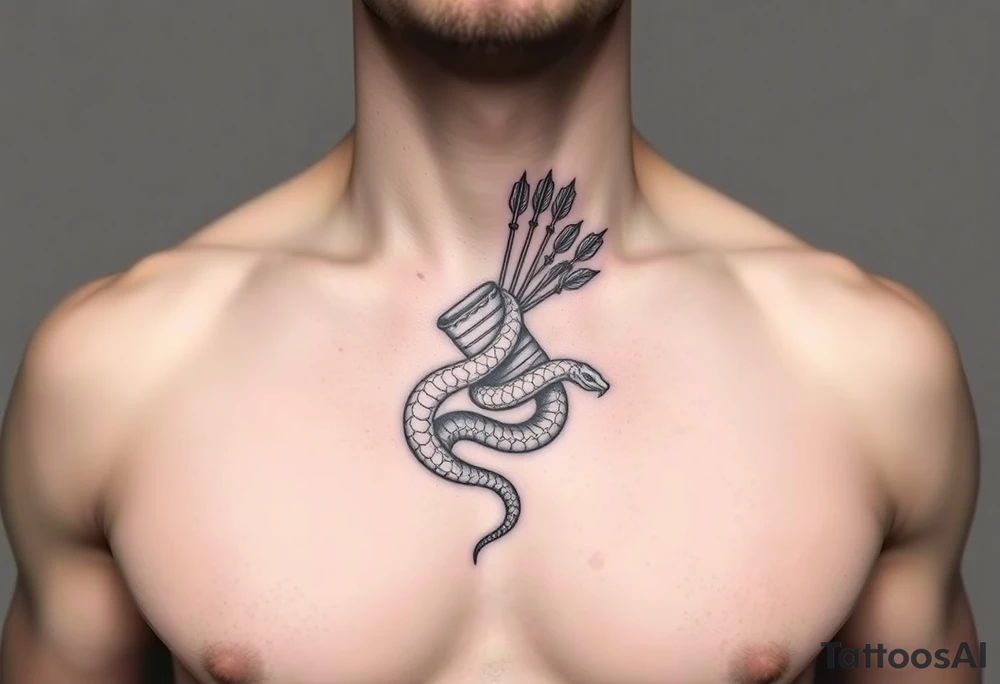 snake carrying a bunch of arrows in a quiver on its back tattoo idea