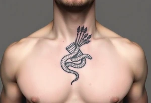 snake carrying a bunch of arrows in a quiver on its back tattoo idea