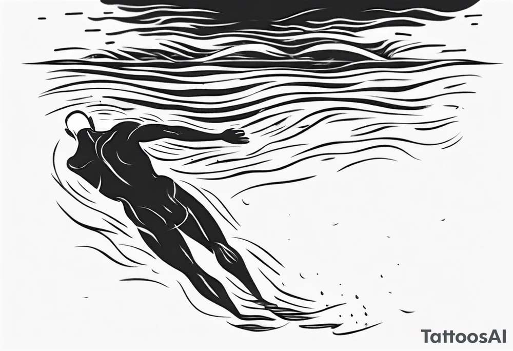 man swimming in lake. minimalist tattoo tattoo idea