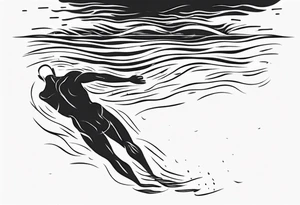 man swimming in lake. minimalist tattoo tattoo idea