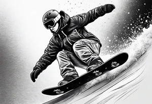 Un snowboardeur qui ride sur un half pipe tattoo idea