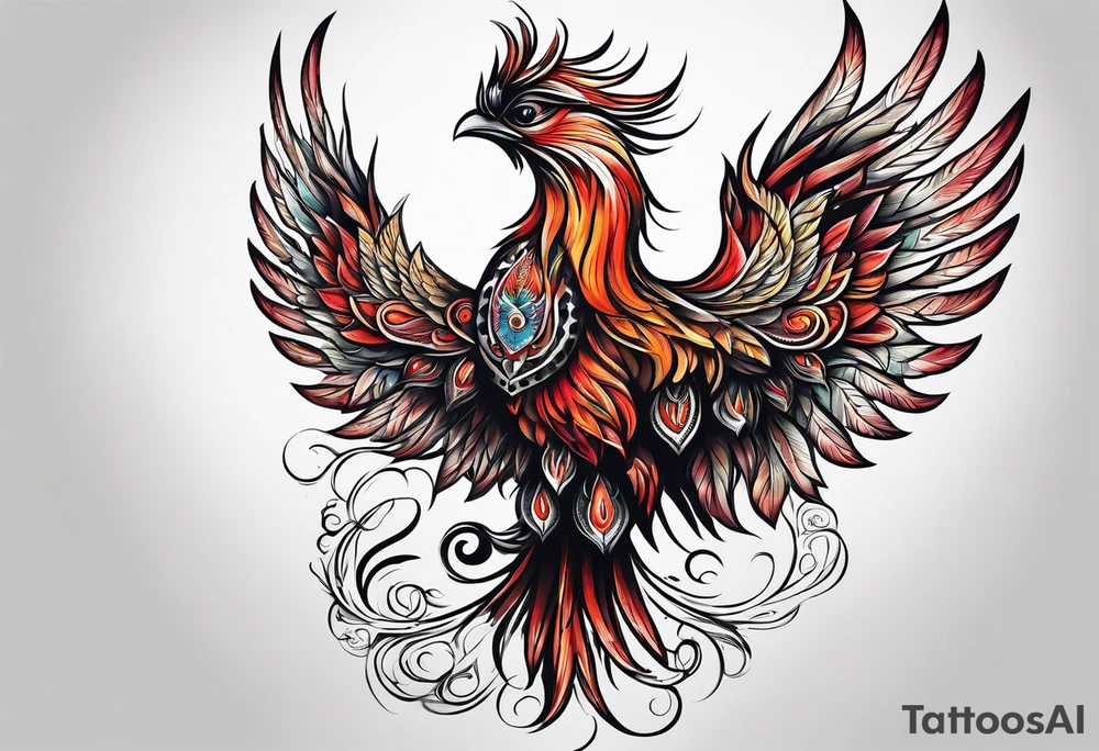 russian firebird with onion cap towers in background tattoo idea