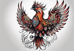 russian firebird with onion cap towers in background tattoo idea