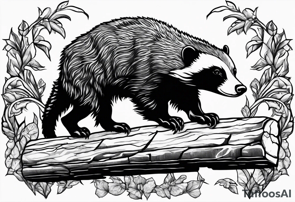 honey badger climbing up wall tattoo idea
