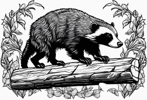 honey badger climbing up wall tattoo idea
