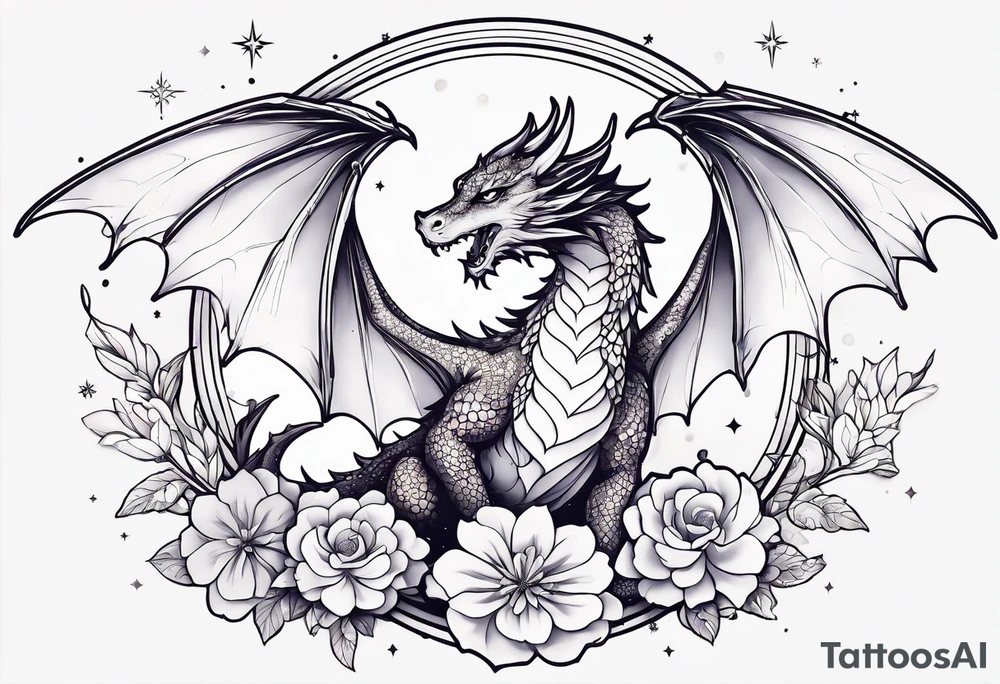 Constellation, wing , snow , cross , dragon female japan kawaii , flower tattoo idea