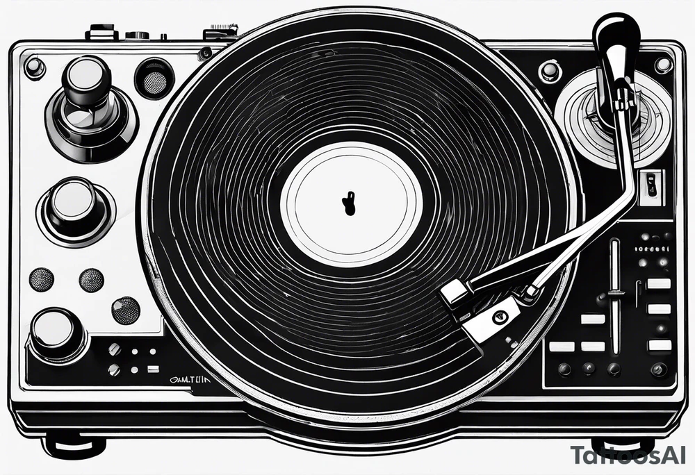 Recordplayer finline art minimalistic 2D tattoo idea