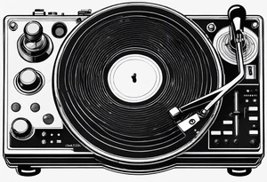 Recordplayer finline art minimalistic 2D tattoo idea