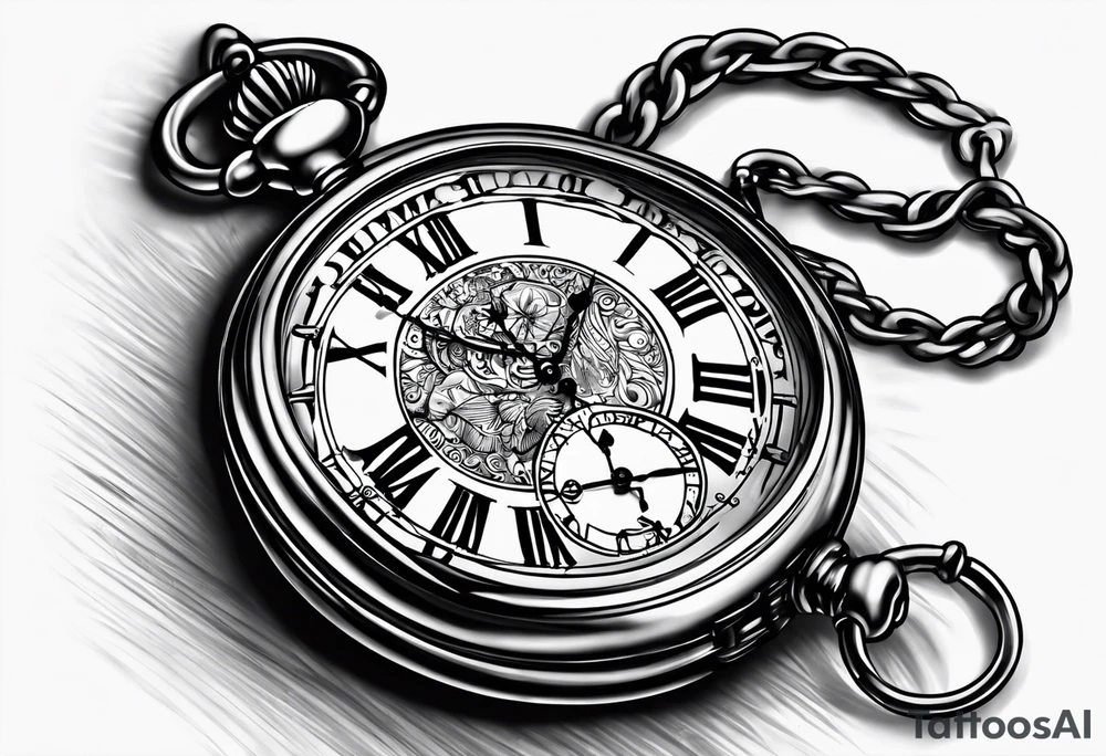 pocket watch with the saying "Time waits for no one..." tattoo idea