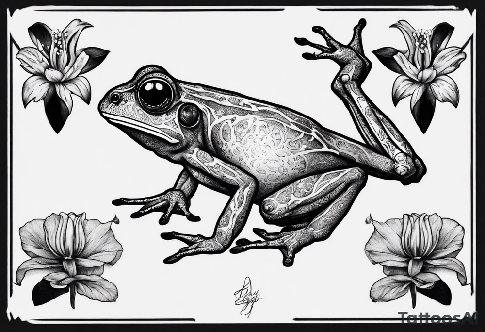 cybersigilism common coqui sitting on flor de maga tattoo idea