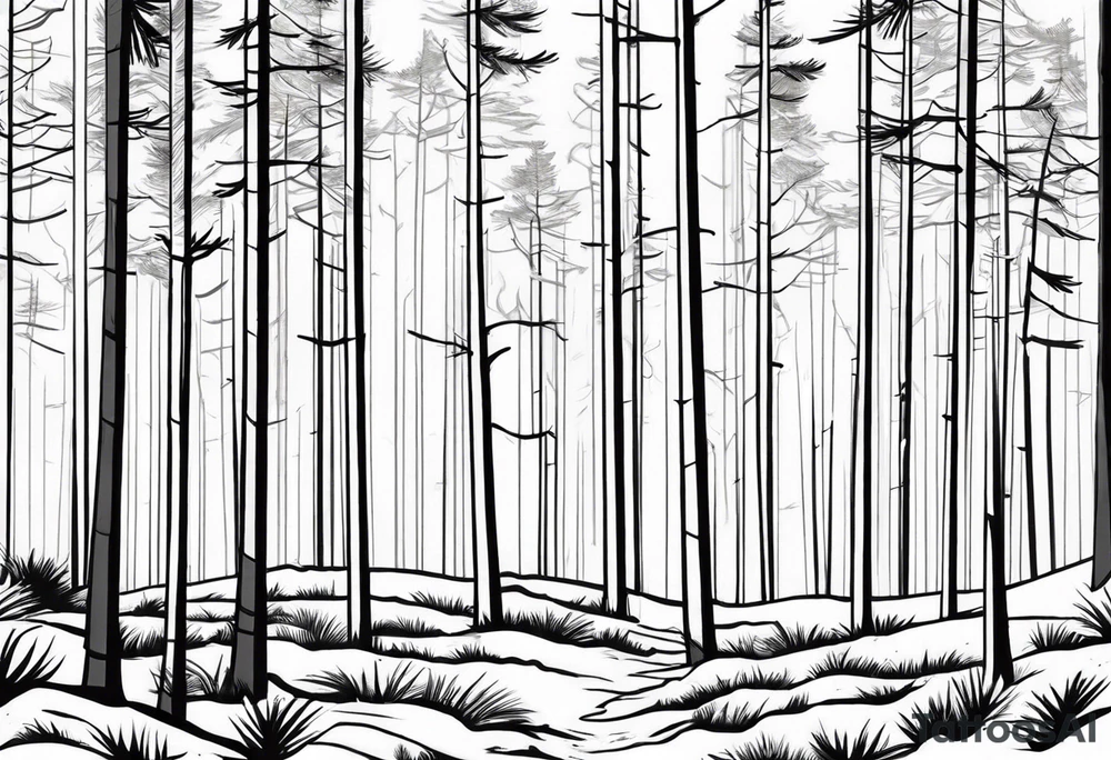 pine forest without mountains tattoo idea