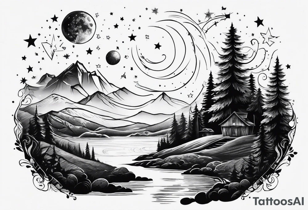 Sky and stars tattoo idea