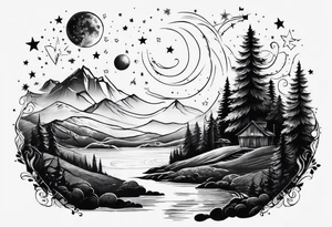 Sky and stars tattoo idea