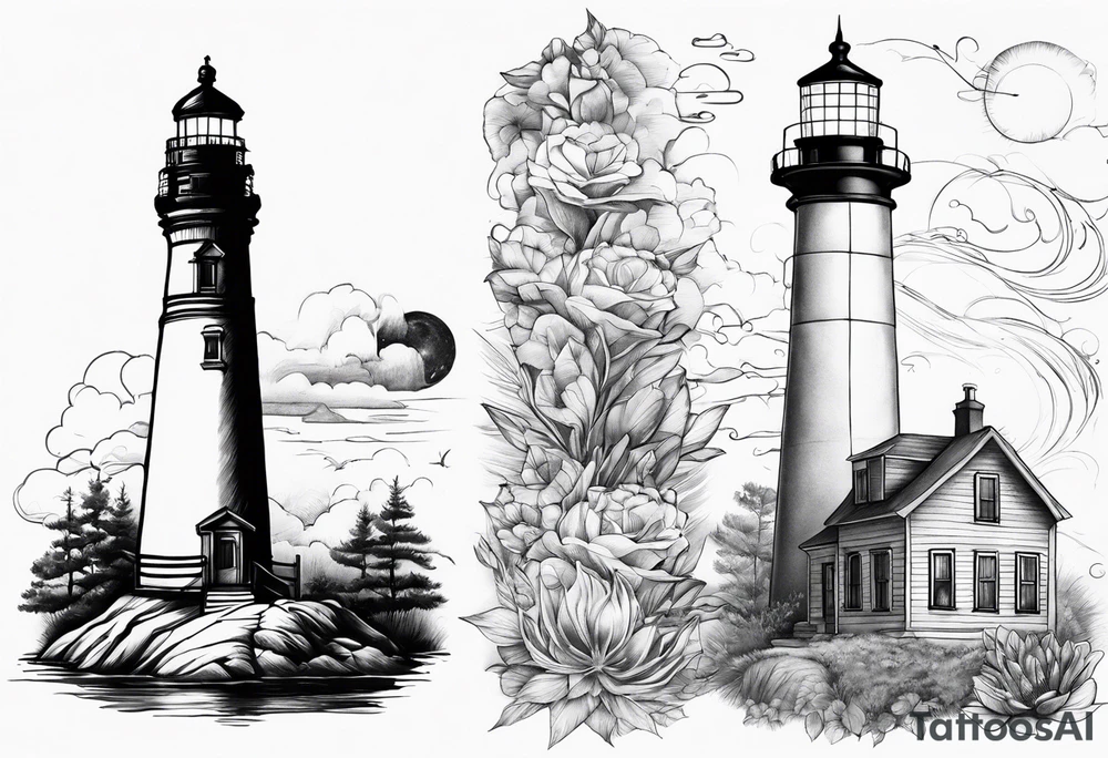 Lighthouse together with house tattoo idea