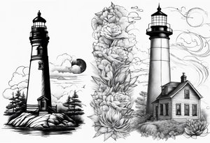 Lighthouse together with house tattoo idea