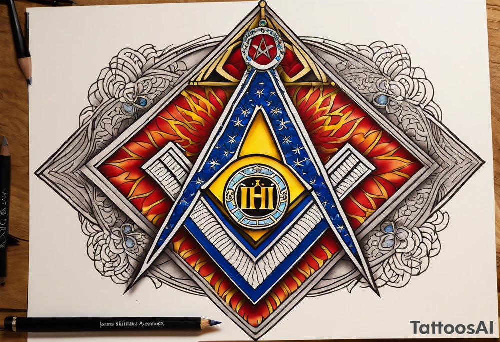 Memorial with the Masonic logo that say James A Hilbert  06/18/37 to 01/04/20 tattoo idea