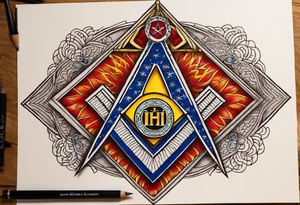 Memorial with the Masonic logo that say James A Hilbert  06/18/37 to 01/04/20 tattoo idea