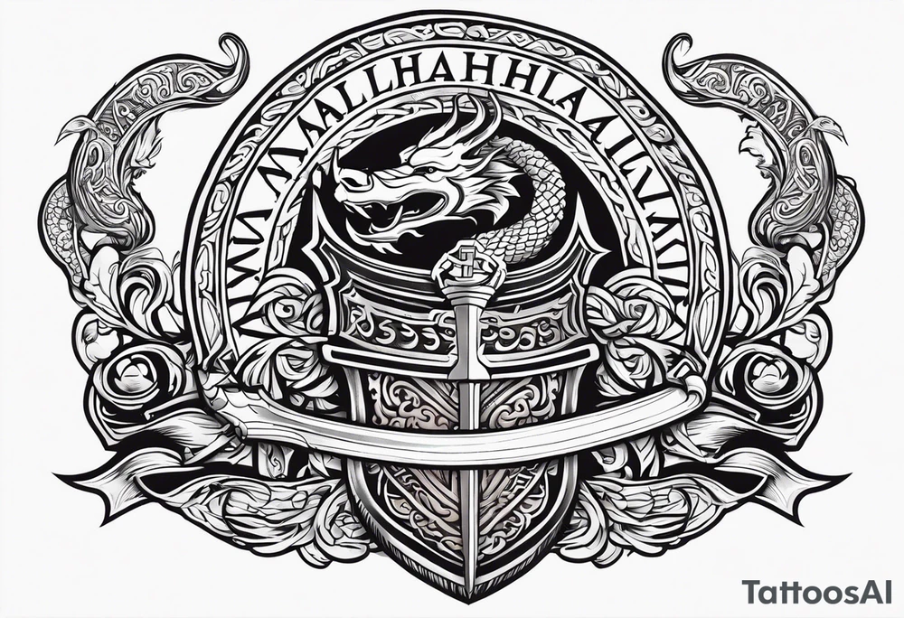 Valhalla sword shield viking ship dragon head tattoo idea Valhalla sword shield viking ship dragon head tattoo idea