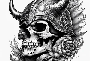 Viking skull with helmet and dragon head tattoo idea