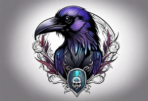 Raven skull tattoo idea
