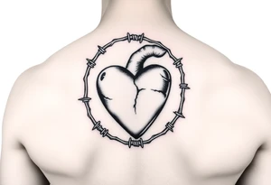 Barbed wire wrapped around heart tattoo idea