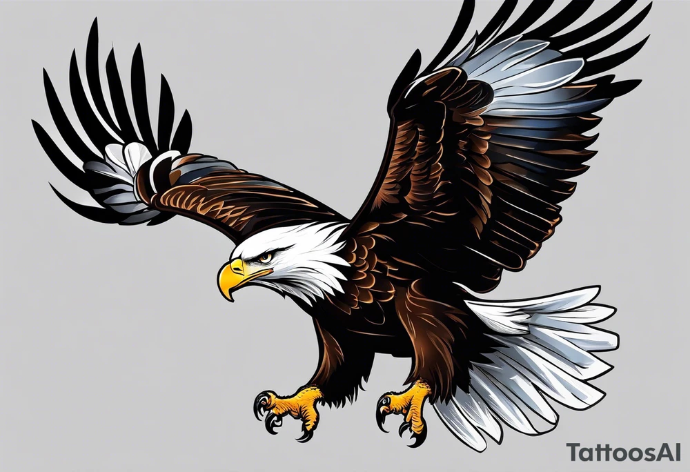 eagle flying with oar tattoo idea