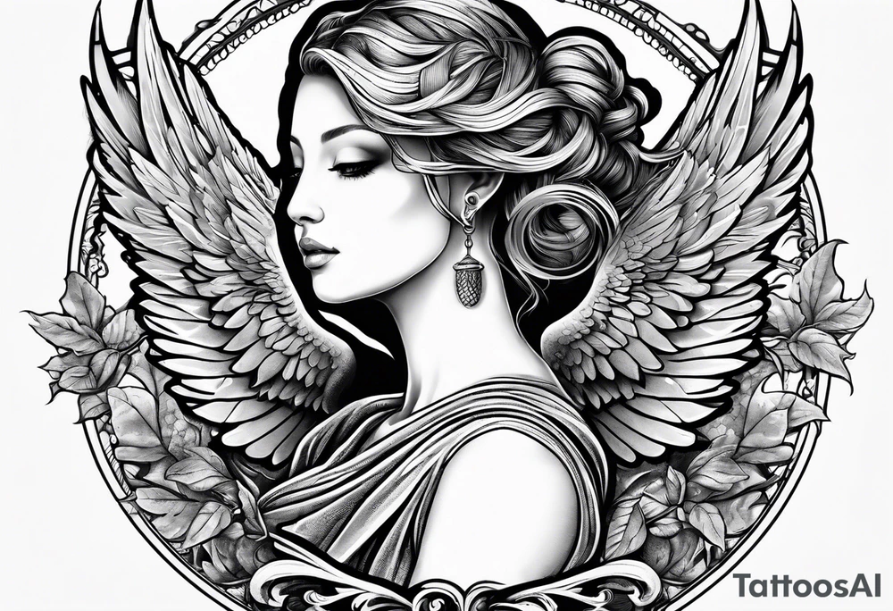 An angelic tattoo featuring an acorn with wings tattoo idea