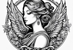 An angelic tattoo featuring an acorn with wings tattoo idea