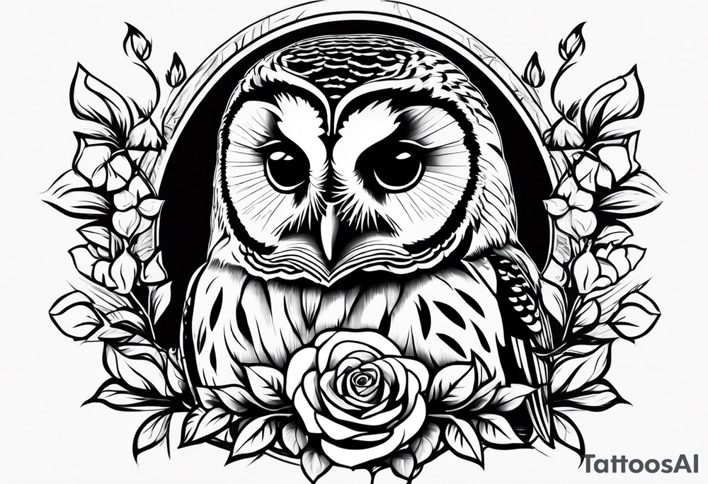 Barred owl and a rose tattoo idea