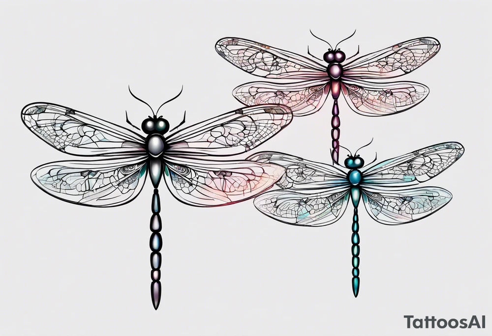 4 dragonflies flying together simple tattoo idea