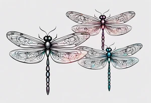 4 dragonflies flying together simple tattoo idea