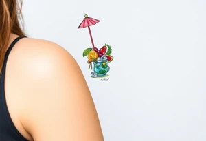 Fun caribbean cruise cocktail with lots of garnishes and ice tattoo idea