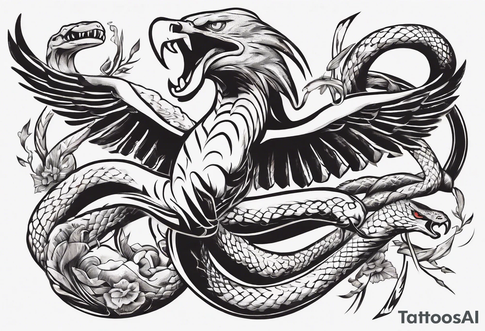 The snake is fighting with an eagle tattoo idea