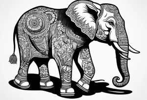 Elephant with roller skates tattoo idea