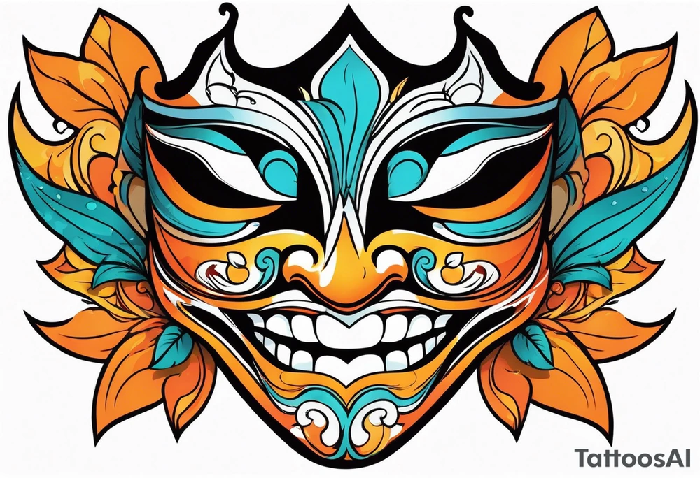 Laughing Male masquerade mask with orange smoke tattoo idea