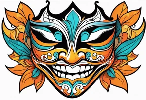 Laughing Male masquerade mask with orange smoke tattoo idea