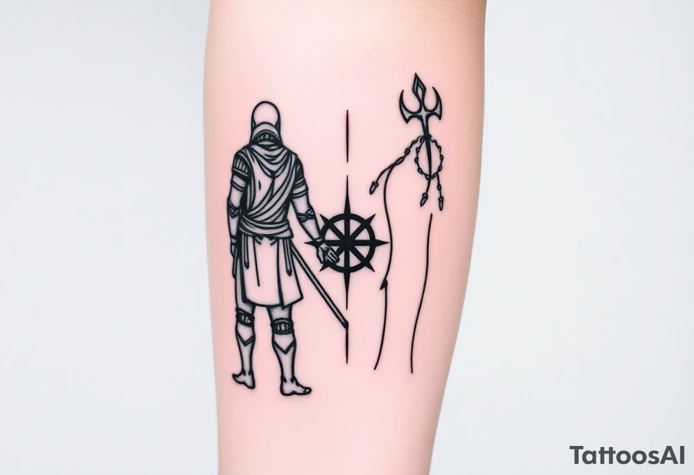 Warrior and Peace standing back to back tattoo idea
