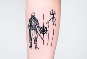 Warrior and Peace standing back to back tattoo idea
