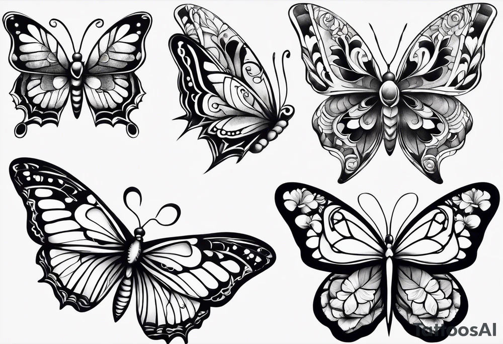 one butterfly and one moth next to each other small tattoo idea