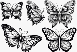 one butterfly and one moth next to each other small tattoo idea