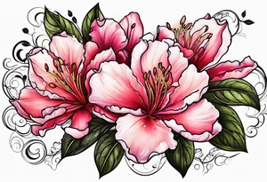 2 azalea flowers with branch tattoo idea