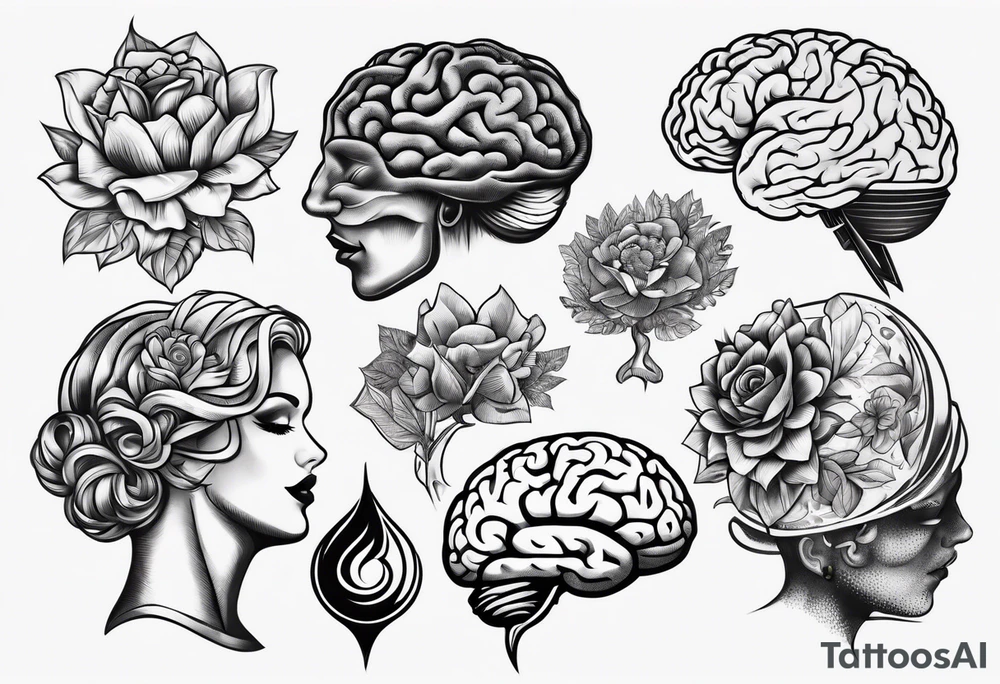 Variety of human brains flash sheet tattoo idea